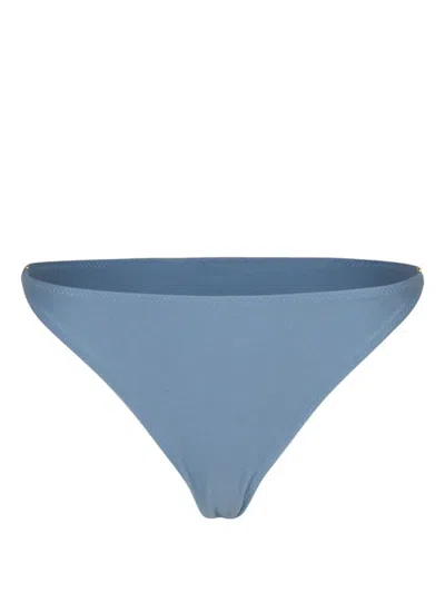 Ganni Logo-plaque Bikini Bottoms In Blue