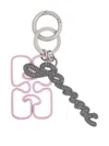 Ganni Logo-plaque Keyring In Silver