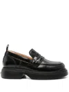Ganni Butterfly Logo Loafer Shoes In Black