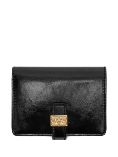 Ganni Logo-plaque Wallet In Black