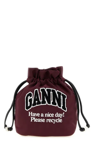 Ganni ' Logo' Pouch In Burgundy