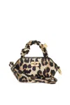 Ganni Womens Leopard Nano Bou Leather Pouch In Multicolour