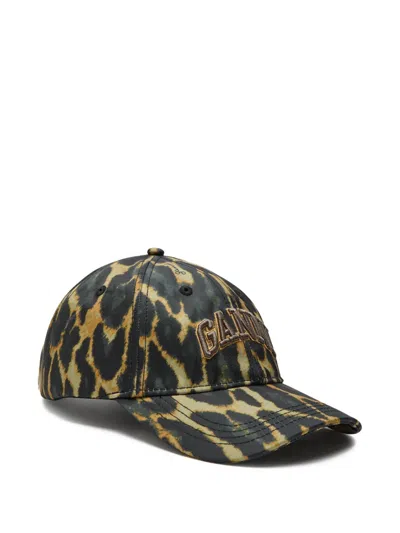 Ganni Logo Print Cap In Multi