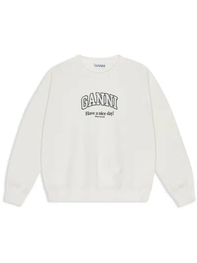 GANNI LOGO-PRINT COTTON SWEATSHIRT