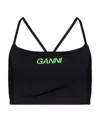 Ganni Logo-print Active Strap Top In Black