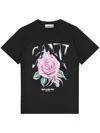Ganni Basic Jersey Rose Relaxed T-shirt Phantom In Black