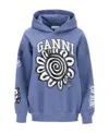 Ganni Isoli Mega Flower Oversized Hoodie In Blue