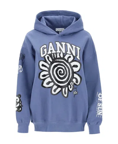 GANNI GANNI FLORAL PRINTED HOODIE
