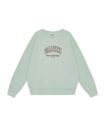 GANNI GANNI LOGO PRINTED CREWNECK SWEATSHIRT