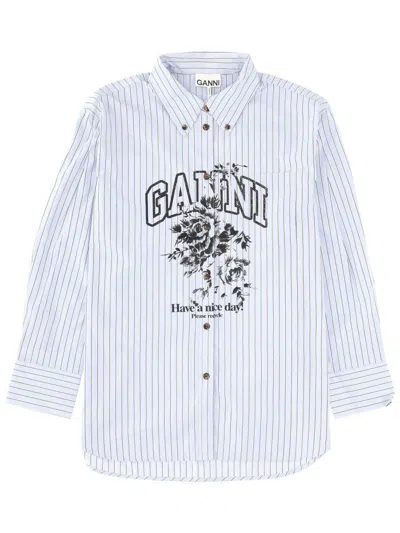 GANNI GANNI LOGO PRINT SHIRT