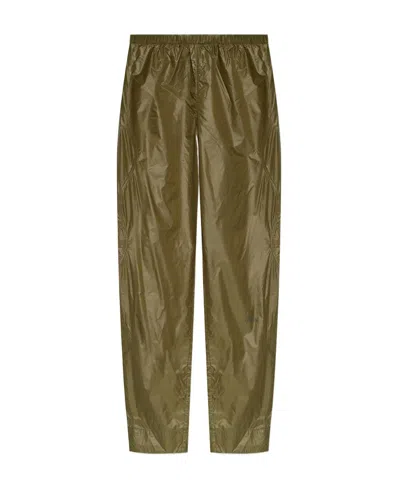 Ganni Logo-print Straight-leg Trousers In Green