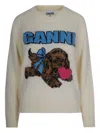 Ganni Felpa Fuffy Puppy Love Egret In Neutral