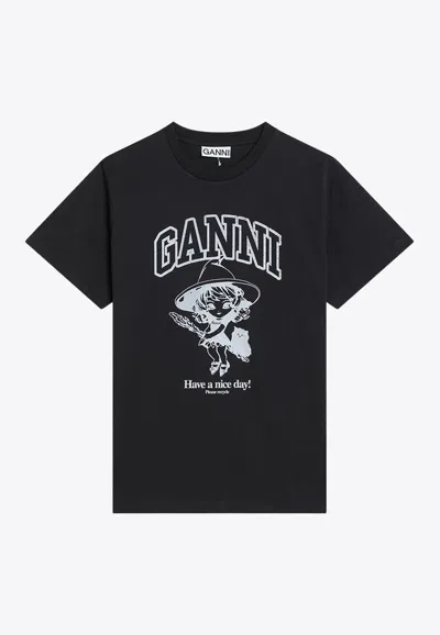 GANNI LOGO PRINT T-SHIRT