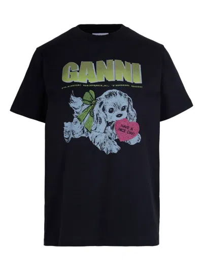 GANNI LOGO-PRINT T-SHIRT