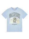 Ganni Basic Cotton Jersey Animals Relaxed T-shirt In Blue