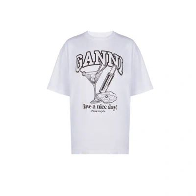 Ganni Logo-print T-shirt In White
