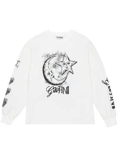 Ganni Logo-print T-shirt In White