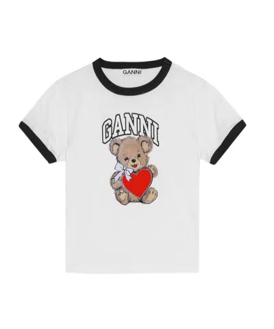 GANNI GANNI T-SHIRT WITH COLORFUL PRINT