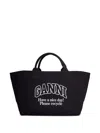 Ganni Women Xxl Canvas Tote Bag In Black