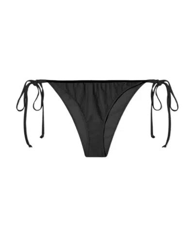 Ganni Logo Printed Bikini Top In Black