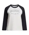 Ganni Baseball Graphic Raglan Crew Neck T-shirt In White