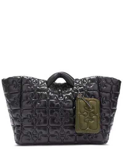 Ganni Gesteppte Handtasche In Black