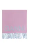 GANNI GANNI LOGO DETAILED FRINGED SCARF