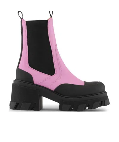 Ganni Logo Short Boots In Multi