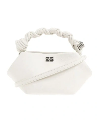 Ganni Logo Shoulder Bag In White