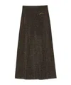Ganni Metallic Ribbed-knit Maxi Skirt In Black