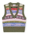 Ganni Recycled Wool-blend Jacquard Vest In Multicolor