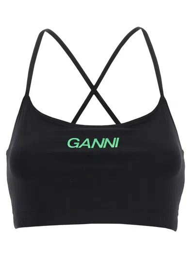 Ganni Logo Sports Top In Black