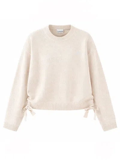 Ganni Logo Sweater In Neutral