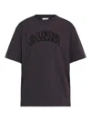 Ganni Oversize Cotton T-shirt Short Sleeves In Gray