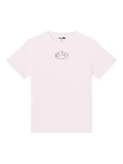Ganni Logo T-shirt In Pink