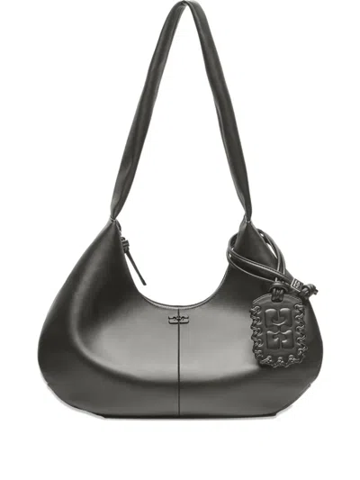 Ganni Medium Hobo Shoulder Bag In Black