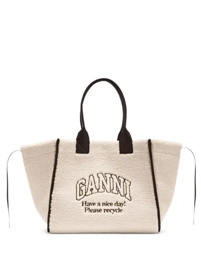 Ganni Tote Bag Mit Logo In Burgundy