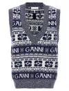 GANNI LOGO VEST GILET BLUE