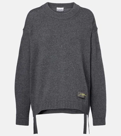 Ganni Logo Wool-blend Sweater