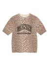 Ganni Leopard Print Short Sleeve Sweater In Animal Print