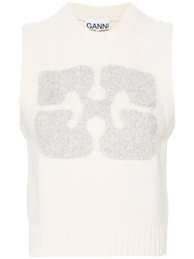GANNI LOGO WOOL VEST
