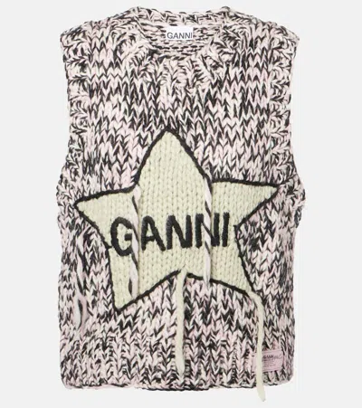 GANNI LOGO WOOL VEST