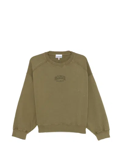 Ganni Logo-print Raglan-sleeve Sweatshirt In Animal Print