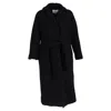 Ganni Long Boucle Coat In Black Wool In Black