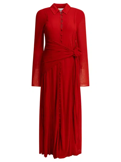 Ganni Long Chemise Dress Dresses Red