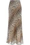Ganni Long Chiffon Animal Print Maxi Skirt In Almond Milk (beige)