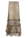 Ganni Animal Print Flared Layered Leopard Skirt