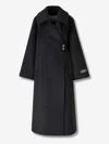 Ganni Double-face Wool Lace-up Coat Phantom In Black