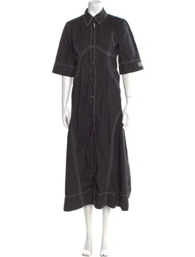 Pre-owned Ganni Long Dress In Black