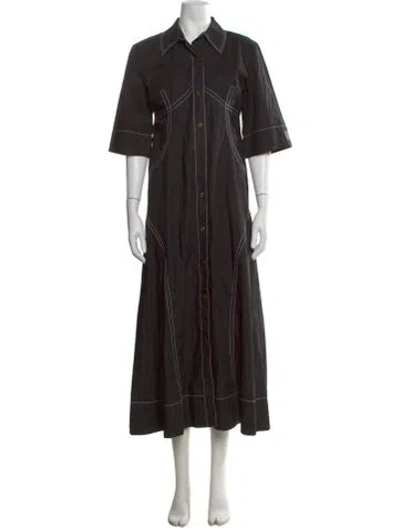 Pre-owned Ganni Long Dress In Black